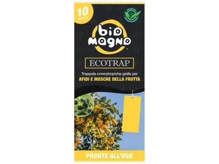 [BMECOT02] BIOMAGNO Ecotrap Trappola Cromotropica Gialla per Afidi e Mosche della Frutta | Antiparassitari | 10x22cm 10pz